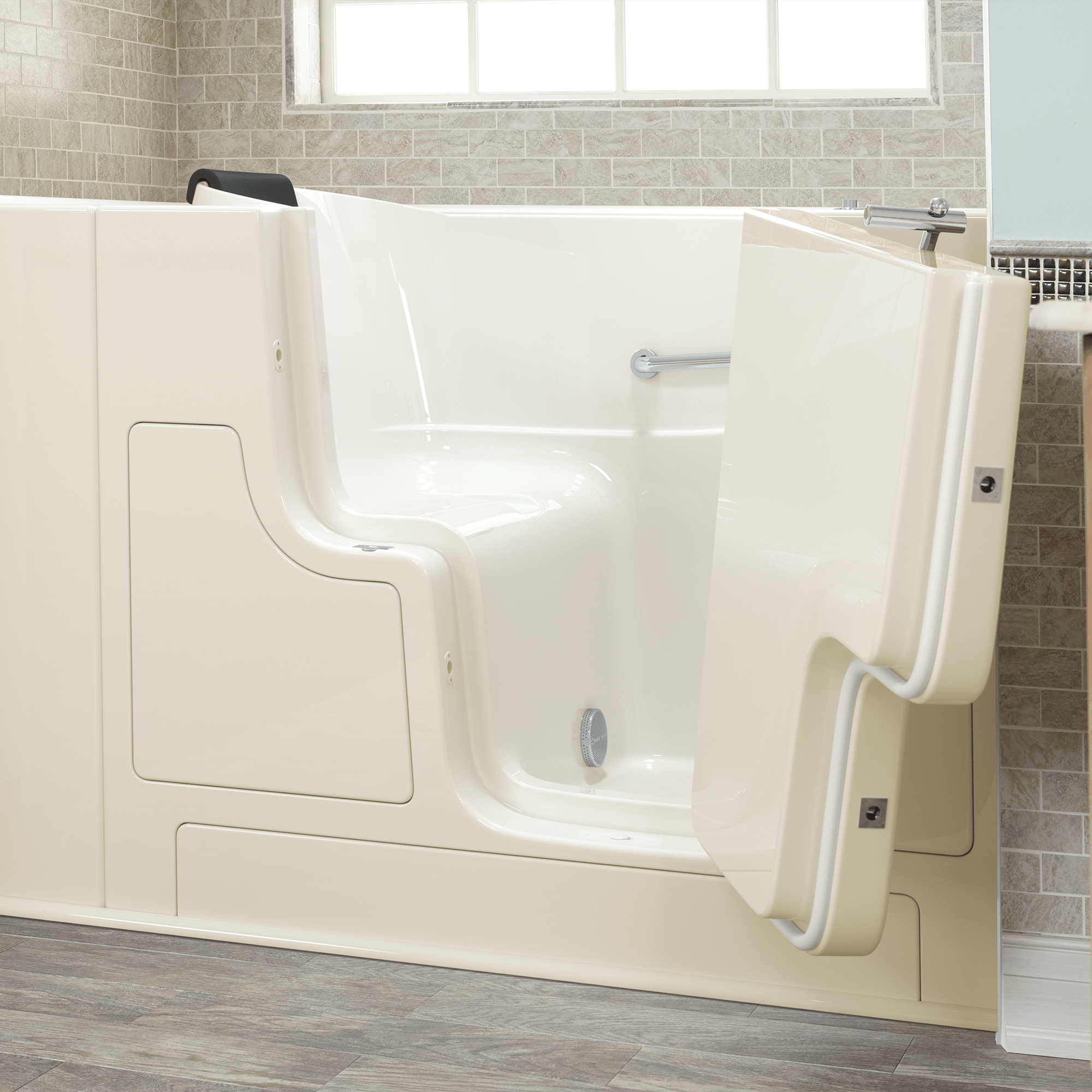 Gelcoat Premium Series 30 x 52  Inch Walk in Tub With Soaker System   Right Hand Drain WIB LINEN